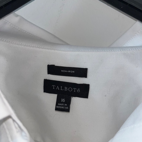 Talbots Career Cotton White Solid Shirt Sz 14 Long Sleeve Non-Iron - Picture 9 of 10